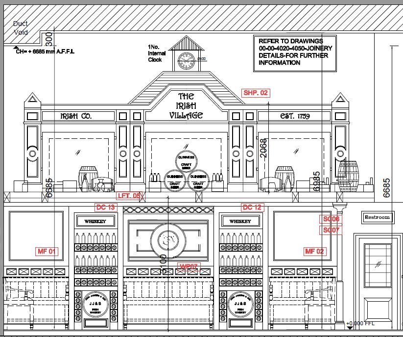 Plan layout of pub interior design 