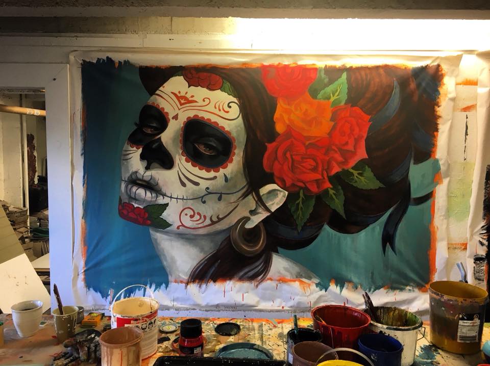 Hand painted art work for a client restaurant build in a mexican theme restaurant we designed.