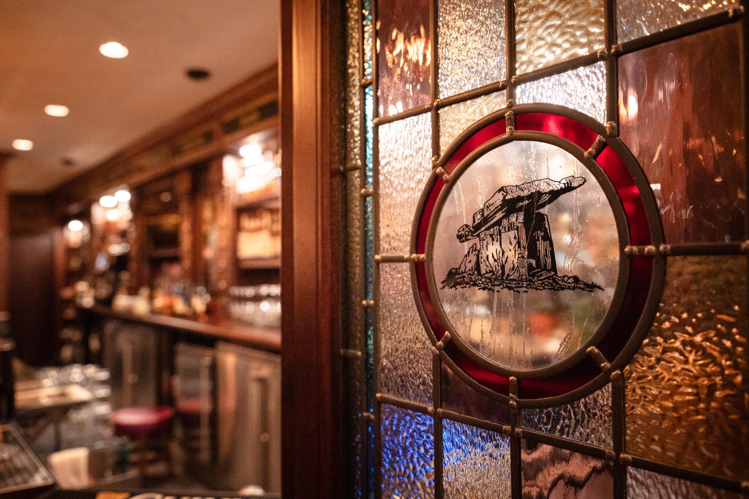 Stained Glass in Irish Pub Concept